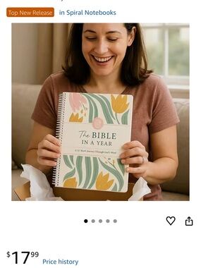 The Bible in a Year Spiral Notebook - Floral Cover (Green, Yellow, Pink, Cream)